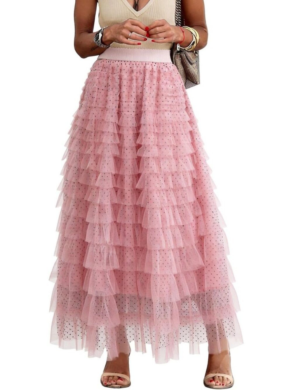 Women’s Long Maxi Tulle Skirt - A-Line Ruffle Layered Fairy Style, Perfect for